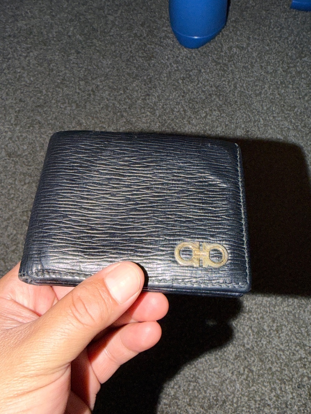 Salvatore Ferragamo black Leather Bifold Wallet with Gold Logo